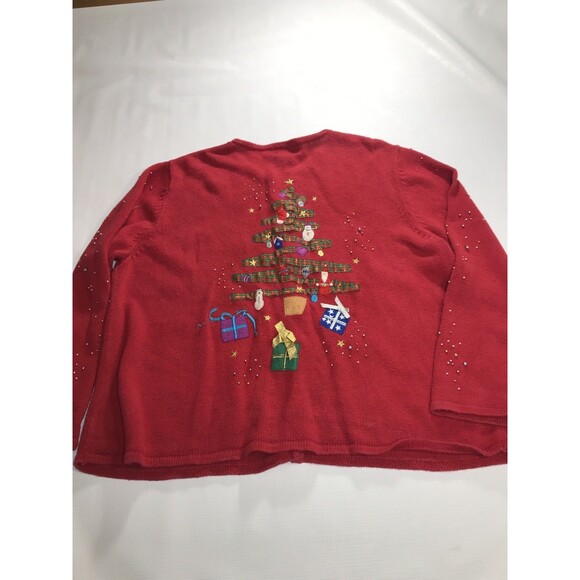 Designers Studio Originals Christmas Cardigan Sweater 2X Embroidered - Picture 5 of 7